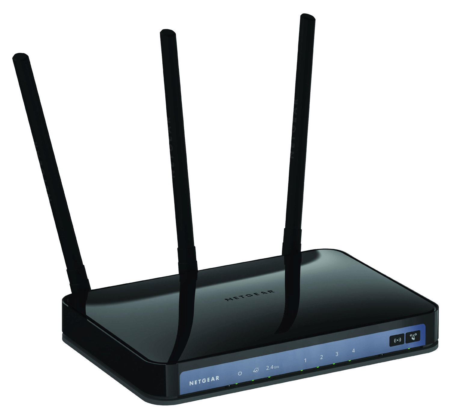 A Netgear 802.11n router featuring multiple antennas