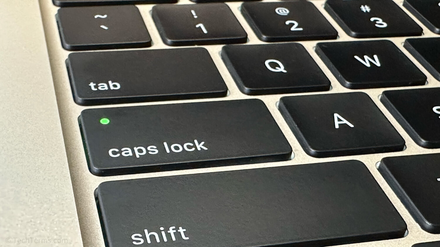 The Caps Lock key on a MacBook Air keyboard