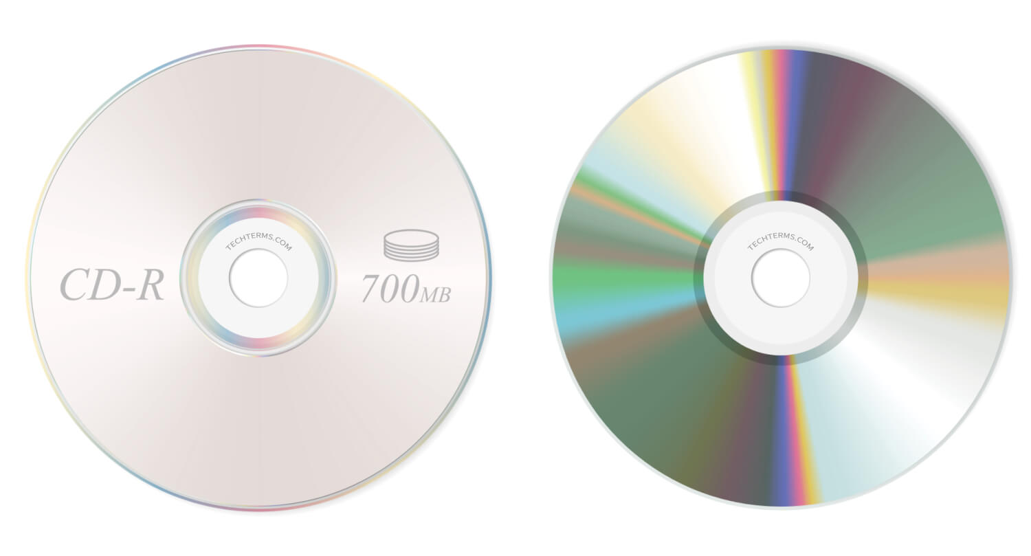 Top and bottom of a CD-R disc