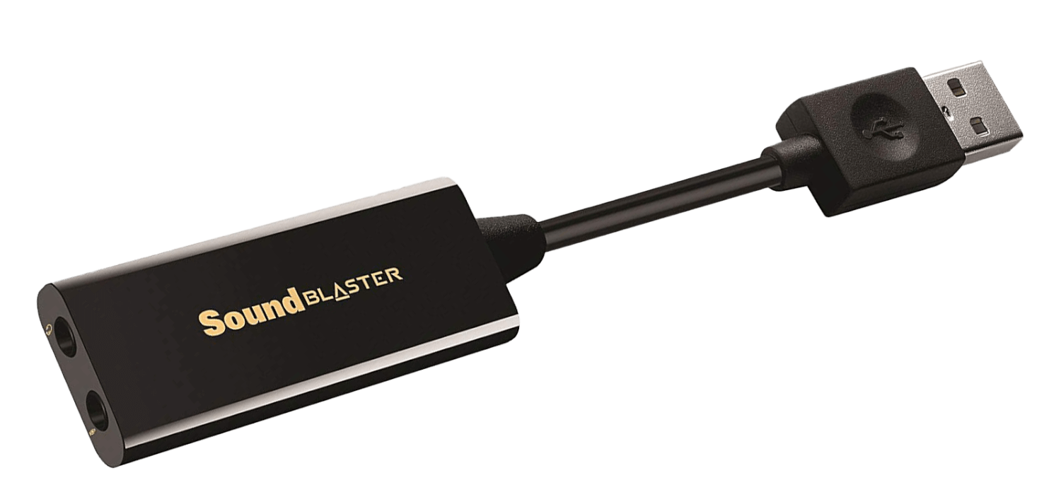 A Creative SoundBlaster USB audio interface includes a Digital-to-Analog Converter