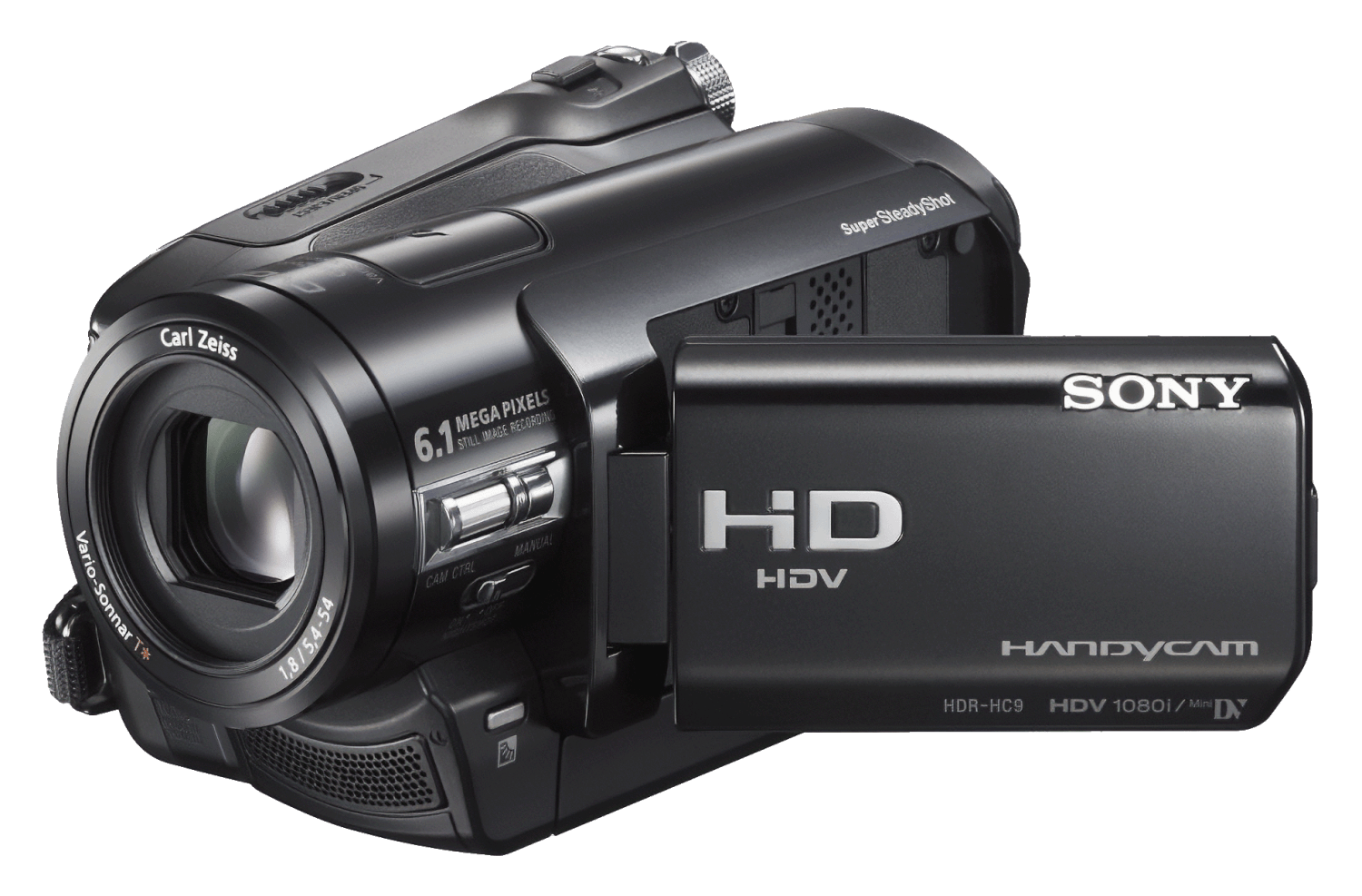 A Sony HDR-H9C video camcorder capable of recording HDV video to MiniDV cassettes