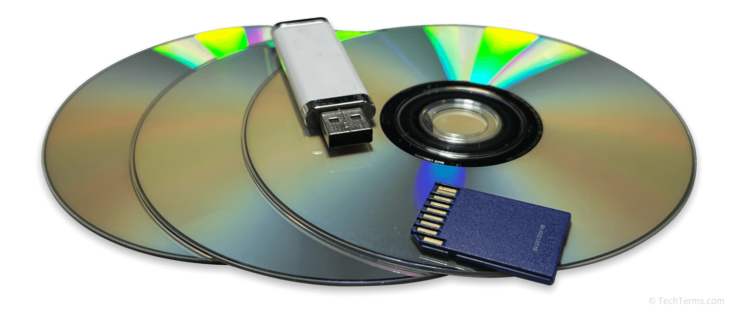 CDs, DVDs, flash drives, and SD cards are all kinds of digital media