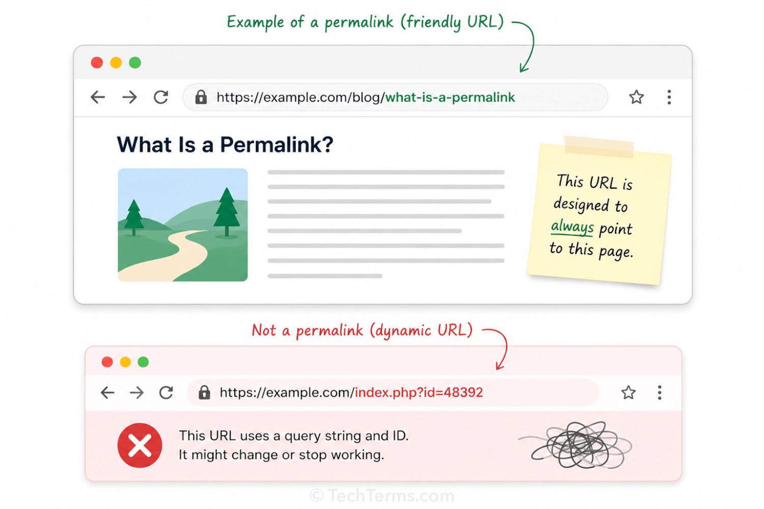 Permalink example and comparison to other URLs