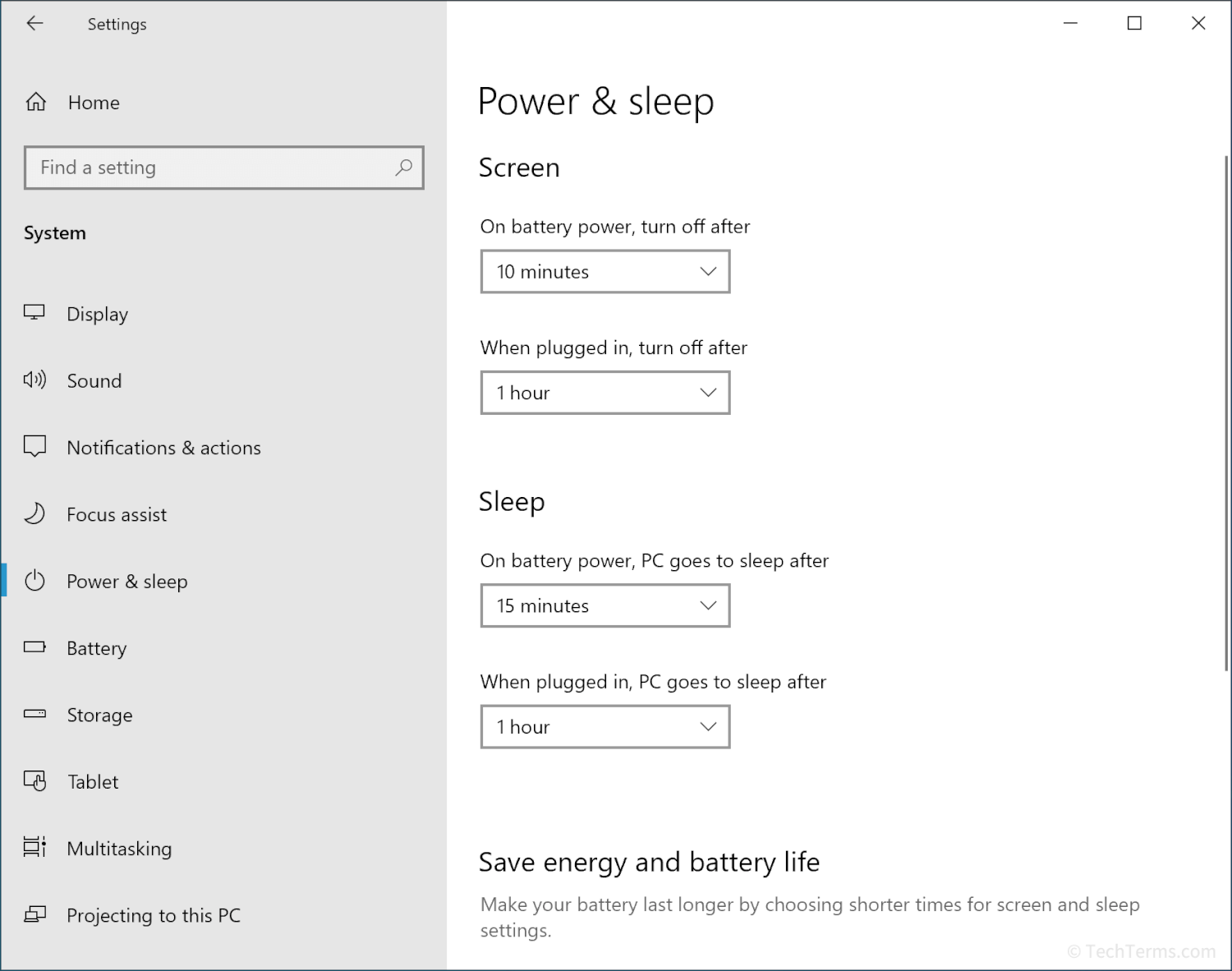 The Power and Sleep settings in Windows 10 let you customize how long your computer waits before going to sleep