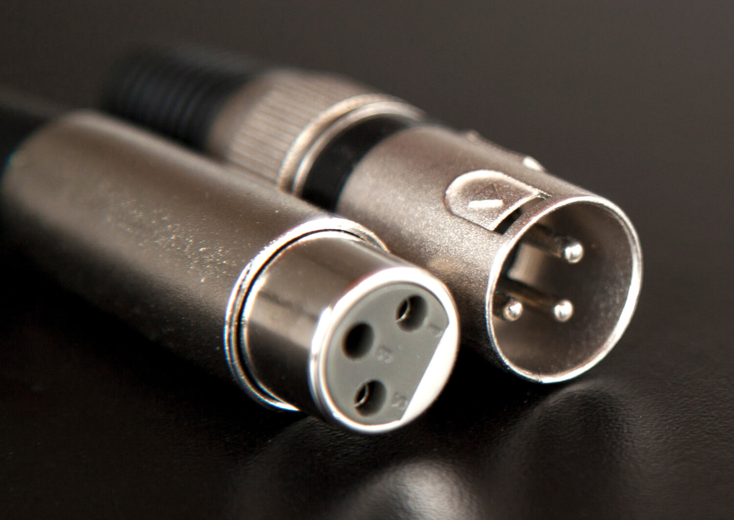 XLR cable with female and male connectors