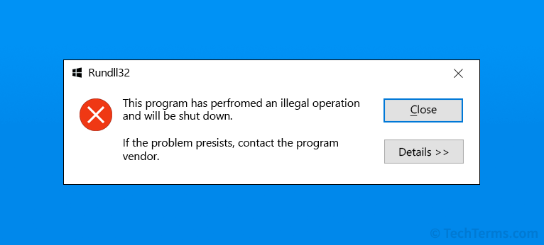 Illegal Operation Error in Windows