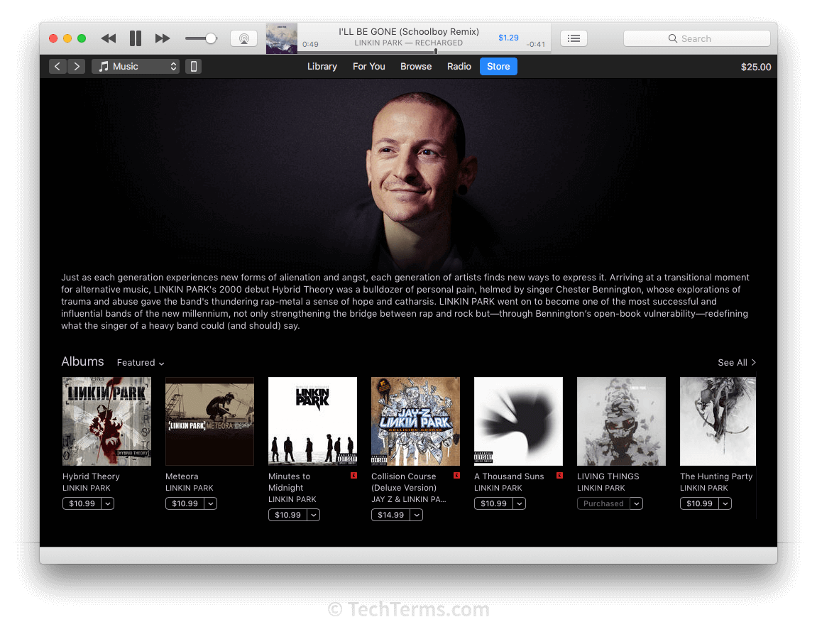 Apple iTunes interface in 2017