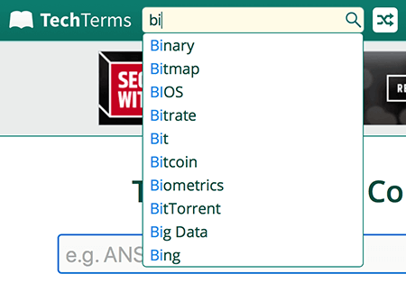 Autocomplete on TechTerms.com
