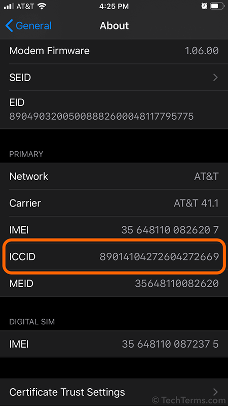 how to find iccid on iphone 14 plus