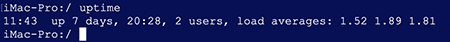 Uptime command in the macOS Terminal