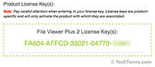 Sample activation key distributed via email