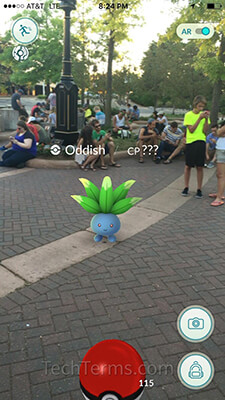 Pokémon Go in augmented reality mode