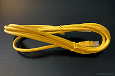 Cat 5e Ethernet cable with printed information