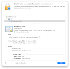 An SSL certificate viewed in Safari