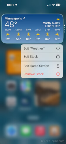 A contextual menu in iOS