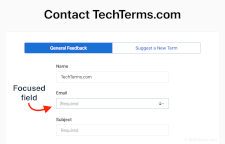Focused email field within a contact form