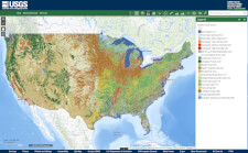 The USGS website displaying land cover data on a GIS data map