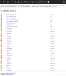 Browsing a Gopher server via a web interface