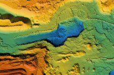 Color-enhanced topographical map created with LiDAR