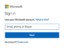 Microsoft account login interface
