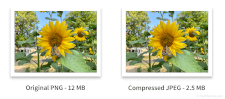 Lossy compression results in much smaller file sizes