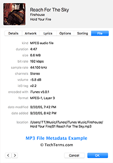 MP3 file metadata in iTunes
