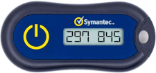 A Symantec hardware authenticator that displays a one-time-use passcode for MFA