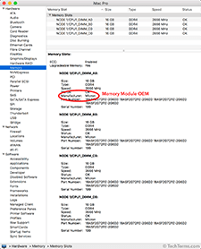 macOS System Information displaying RAM OEM