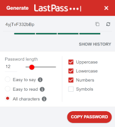 A password manager generating a secure password
