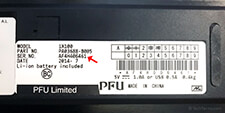 Serial number printed on a Fujitsu ix100 scanner