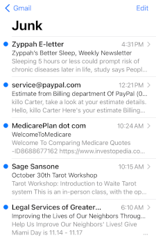 Spam email usually (but not always) gets caught in an anti-spam filter and sent right to a Junk folder