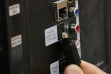Toslink optical connection on the back of a TV