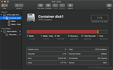 macOS APFS container with 5 volumes