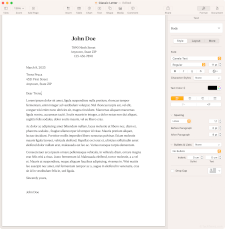 A word processing document in Apple Pages