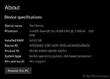x64-based processor running Windows 10