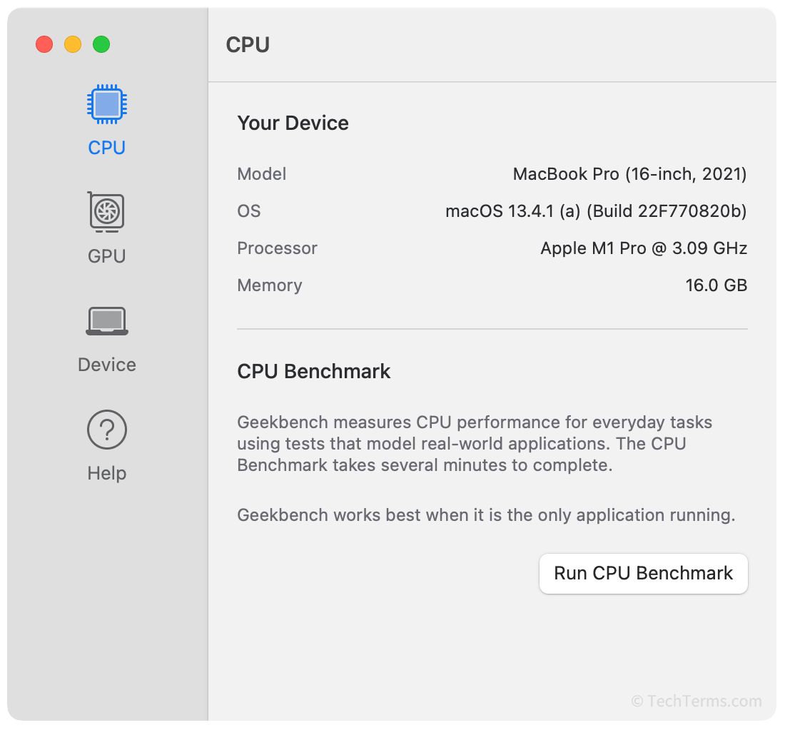 Geekbench for macOS offers CPU and GPU benchmarking tests