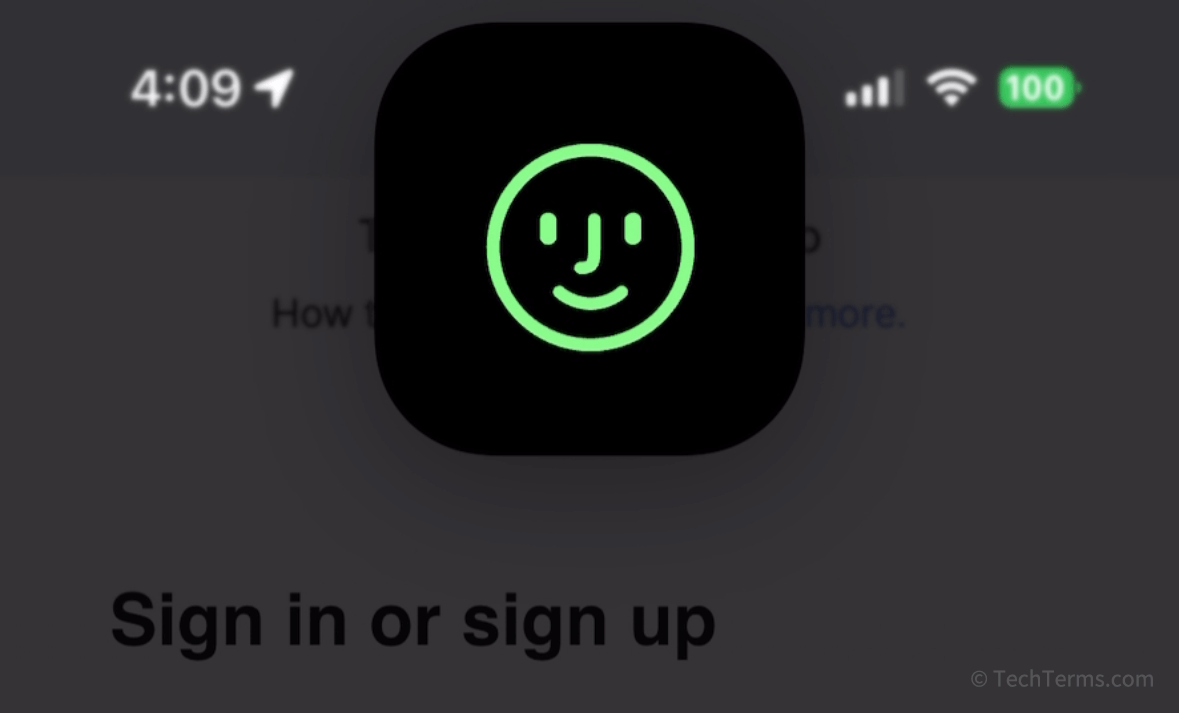 An icon that appears on an iPhone after a successful FaceID scan
