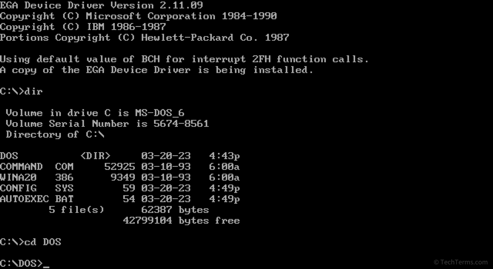 The DOS command prompt
