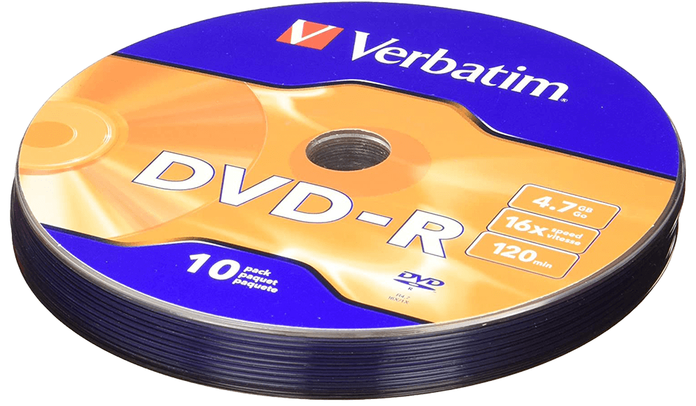A stack of blank DVD-R discs