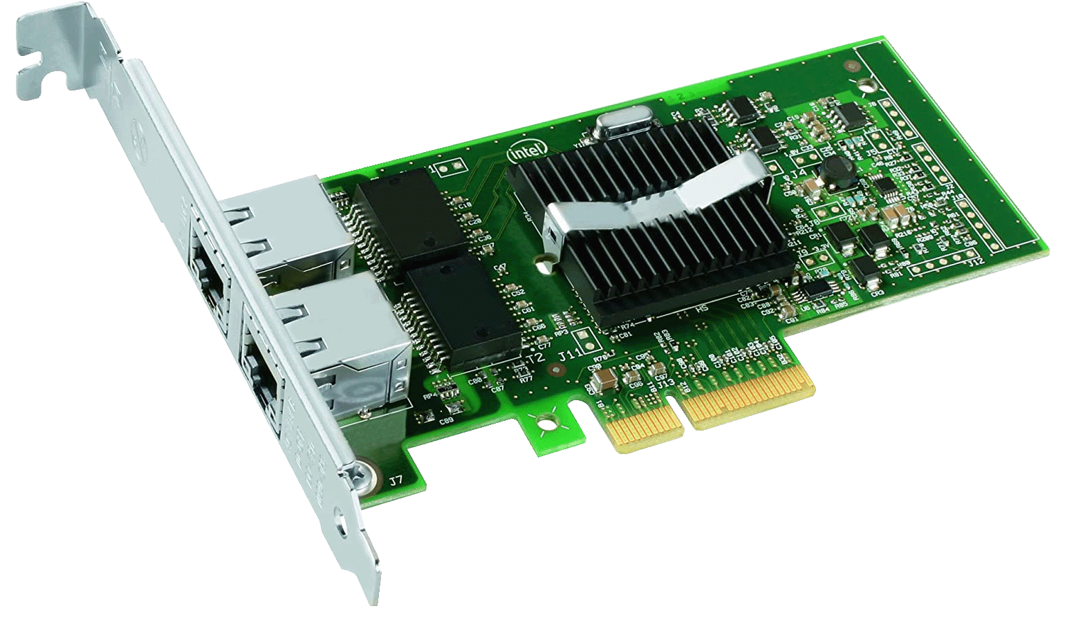An Intel dual-port NIC using a PCI Express x4 interface