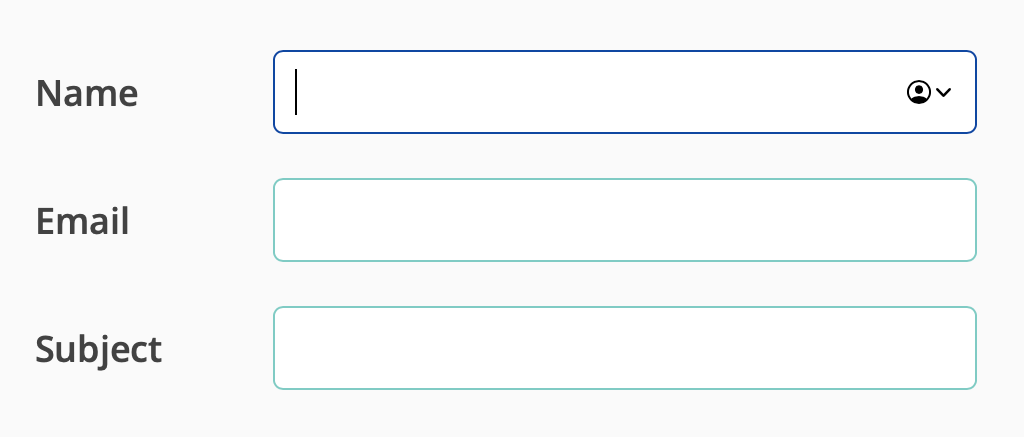 Web form with focused name field