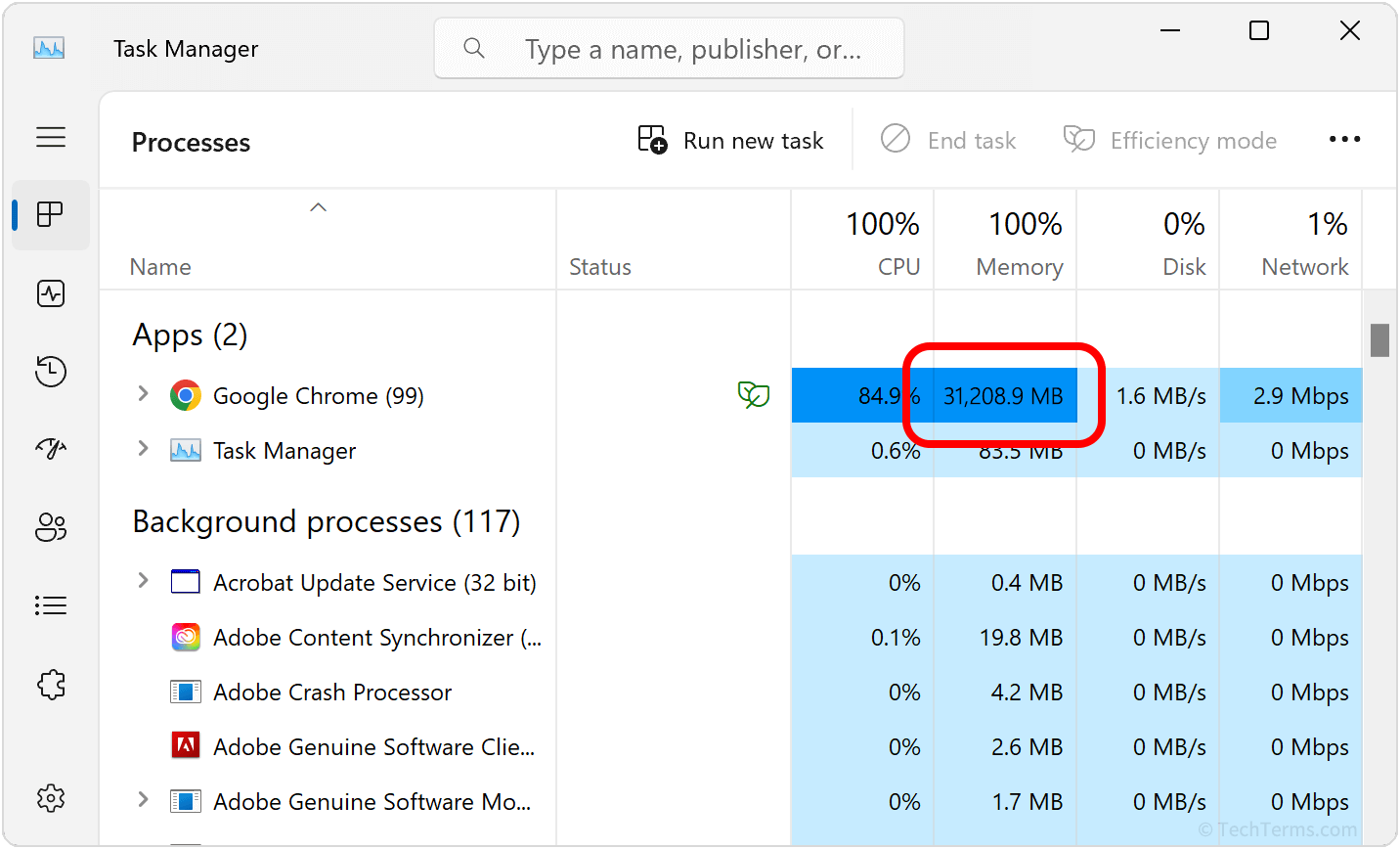 You can identify which app is causing a memory leak by looking at memory usage in the task manager