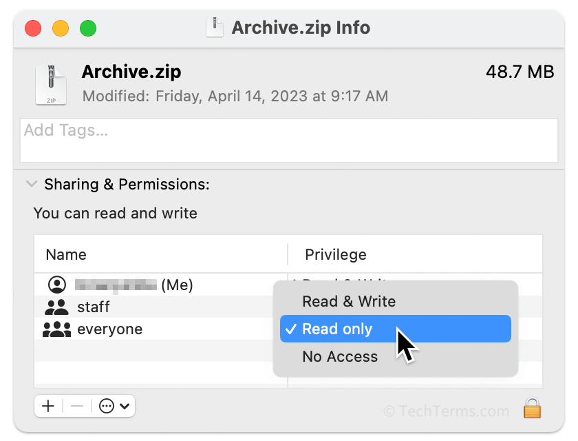 Changing a file's permissions in macOS