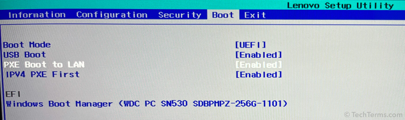 PXE Boot Enabled in Lenovo UEFI