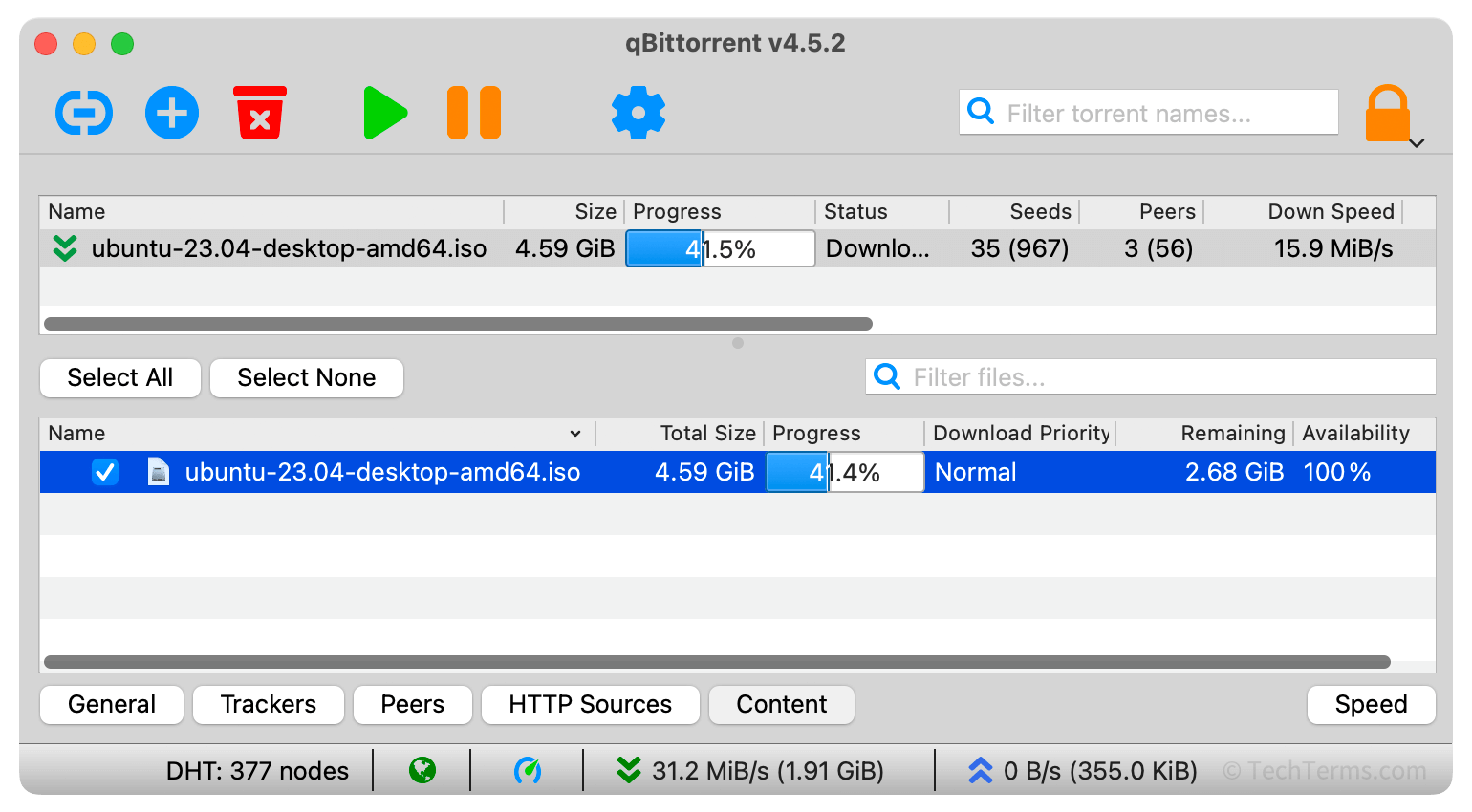 An active torrent containing a single disk image file
