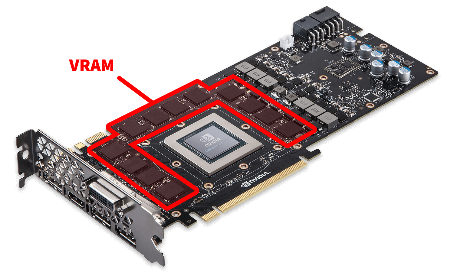 VRAM chips on an NVIDIA graphics card