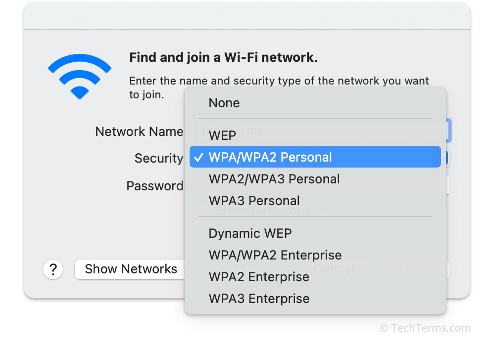 WPA and WPA2 are the most common Wi-Fi security protocols, available in Personal and Enterprise implementations